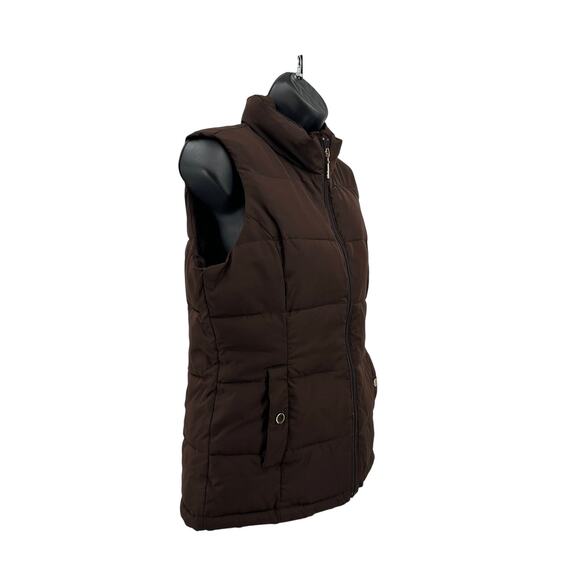 Charter Club Zip Up Puffer Vest WMNS SZ Small Brown Lined Winter Quilted Jacket - Picture 2 of 6